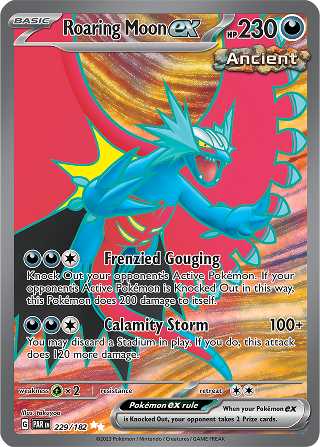 Roaring Moon ex 229/182 SV Paradox Rift Full Art Ultra Rare Pokemon Ca –  Kawaii Collector