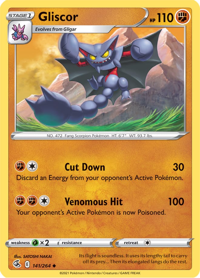 Gliscor 141/264 SWSH Fusion Strike Uncommon Pokemon Card TCG Kawaii Collector Gliscor 141/264 SWSH Fusion Strike Uncommon Pokemon Card TCG Kawaii Collector