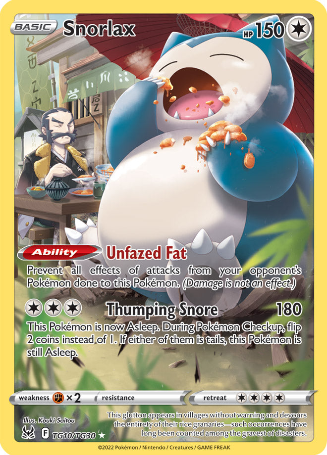 tg pokemon cards Snorlax TG10/TG30 SWSH Lost Origin Trainer Gallery Full Art Holo Pokem – Kawaii Collector