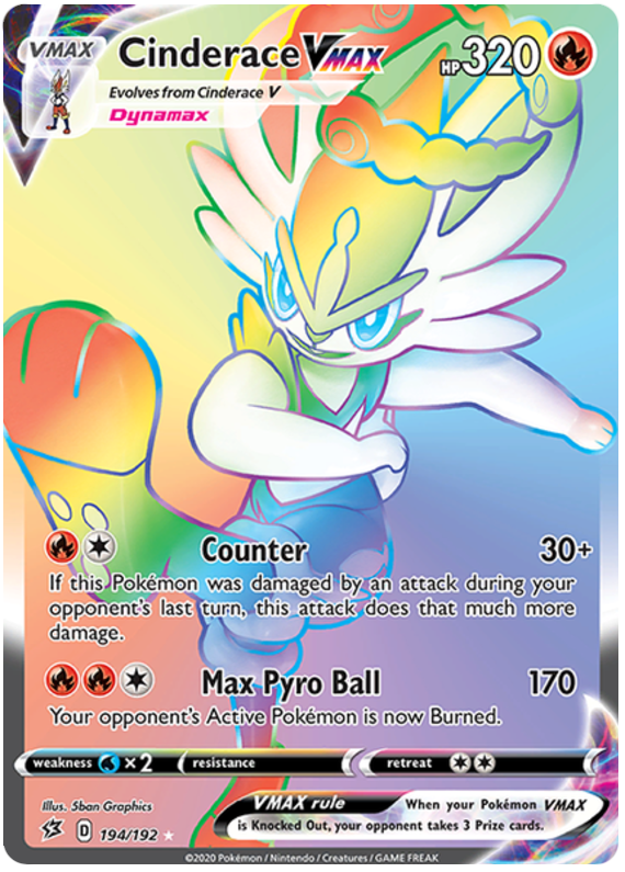 Cinderace VMAX 194/192 SWSH Rebel Clash Holo Rainbow Full Art Hyper Se – Kawaii Collector