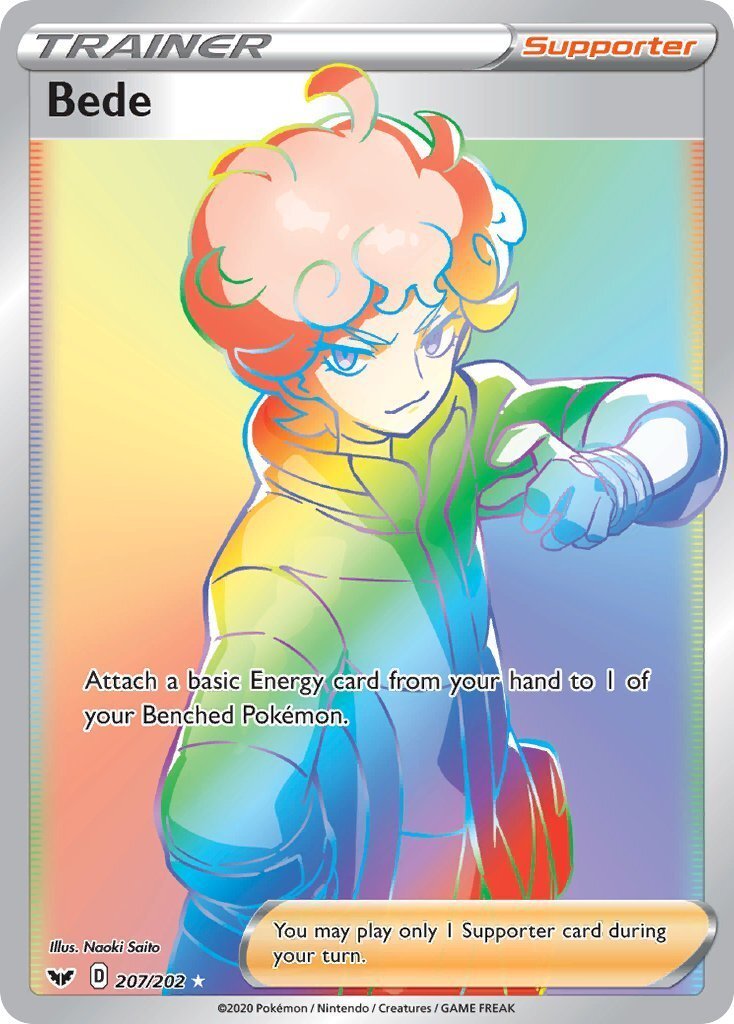 rainbow trainer pokemon card price Bede 207/202 Sword and Shield Base Set Holo Ultra Hyper Secret – Kawaii Collector Variant:Snorlax & Eevee kids books The item available is The Best Decks To