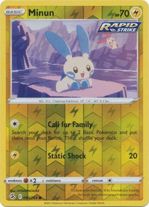 Minun 90/264 SWSH Fusion Strike Reverse Holo Common Pokemon Card TCG Near Mint