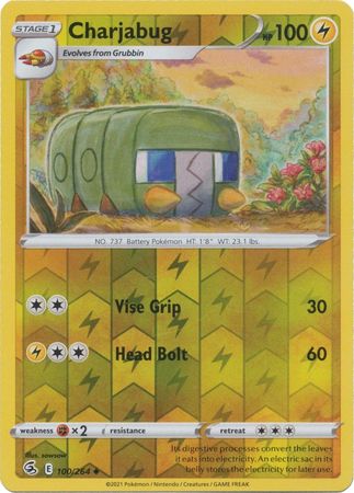 Charjabug 100/264 SWSH Fusion Strike Reverse Holo Uncommon Pokemon Card TCG Near Mint 