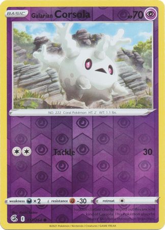 Galarian Corsola 117/264 SWSH Fusion Strike Reverse Holo Common Pokemon Card TCG Near Mint