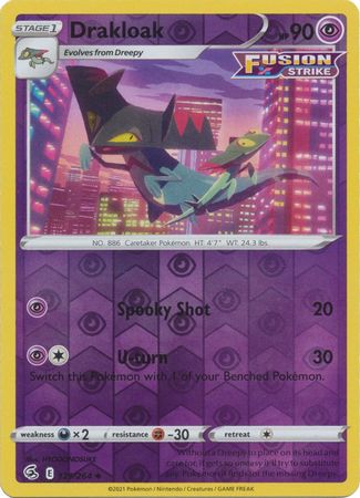 Drakloak 129/264 SWSH Fusion Strike Reverse Holo Uncommon Pokemon Card TCG Near Mint 