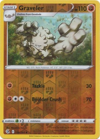 Graveler 136/264 SWSH Fusion Strike Reverse Holo Uncommon Pokemon Card TCG Near Mint 