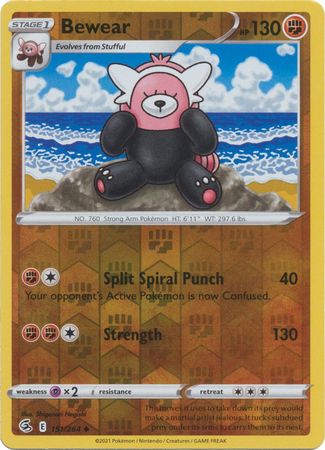 Bewear 151/264 SWSH Fusion Strike Reverse Holo Uncommon Pokemon Card TCG Near Mint 