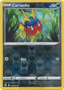 Carvanha 162/264 SWSH Fusion Strike Reverse Holo Common Pokemon Card TCG Near Mint