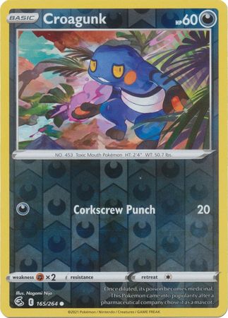 Croagunk 165/264 SWSH Fusion Strike Reverse Holo Common Pokemon Card TCG Near Mint