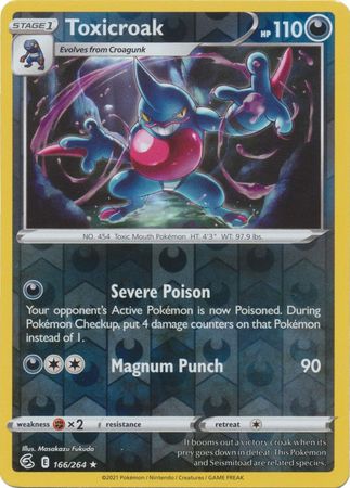 Toxicroak 166/264 SWSH Fusion Strike Reverse Holo Rare Pokemon Card TCG Near Mint