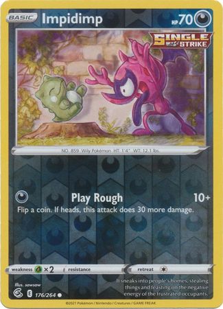 Impidimp 176/264 SWSH Fusion Strike Reverse Holo Common Pokemon Card TCG Near Mint