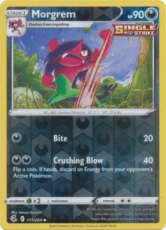 Morgrem 177/264 SWSH Fusion Strike Reverse Holo Uncommon Pokemon Card TCG Near Mint 