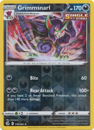 Grimmsnarl 178/264 SWSH Fusion Strike Reverse Holo Rare Pokemon Card TCG Near Mint