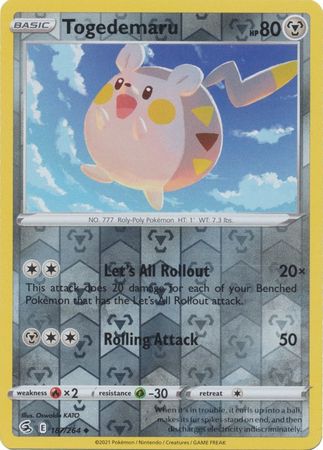 Togedemaru 187/264 SWSH Fusion Strike Reverse Holo Uncommon Pokemon Card TCG Near Mint 