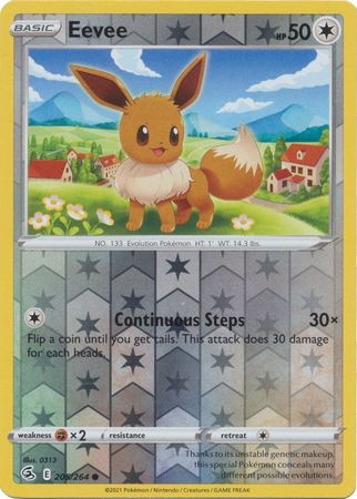 Eevee 205/264 SWSH Fusion Strike Reverse Holo Common Pokemon Card TCG Near Mint