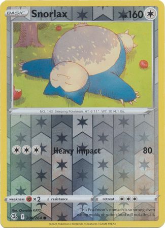 Snorlax 206/264 SWSH Fusion Strike Reverse Holo Common Pokemon Card TCG Near Mint