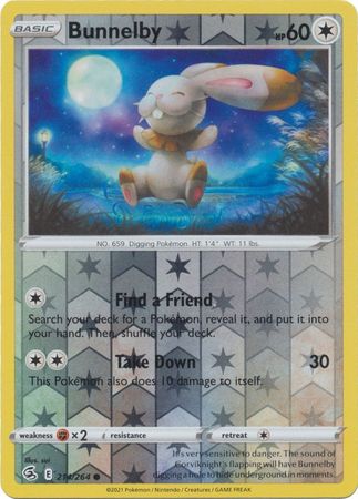 Bunnelby 214/264 SWSH Fusion Strike Reverse Holo Common Pokemon Card TCG Near Mint