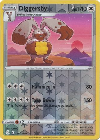 Diggersby 215/264 SWSH Fusion Strike Reverse Holo Uncommon Pokemon Card TCG Near Mint 