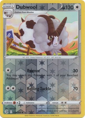 Dubwool 223/264 SWSH Fusion Strike Reverse Holo Uncommon Pokemon Card TCG Near Mint 