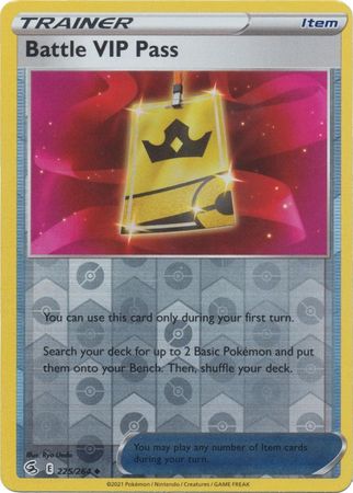Battle VIP Pass 225/264 SWSH Fusion Strike Reverse Holo Uncommon Pokemon Card TCG