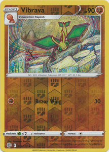 Vibrava 75/172 SWSH Brilliant Stars Reverse Holo Uncommon Pokemon Card TCG Near Mint 