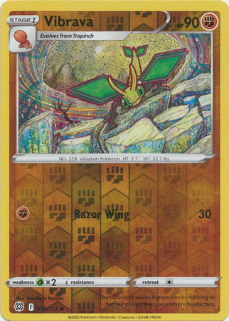 Vibrava 75/172 SWSH Brilliant Stars Reverse Holo Uncommon Pokemon Card TCG Near Mint 