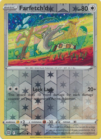 Farfetch'd 115/172 SWSH Brilliant Stars Reverse Holo Common Pokemon Card TCG Near Mint