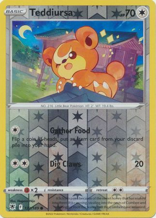 Teddiursa 122/189 SWSH Astral Radiance Reverse Holo Common Pokemon Card TCG Near Mint