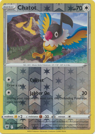 Chatot 129/189 SWSH Astral Radiance Reverse Holo Common Pokemon Card TCG Near Mint