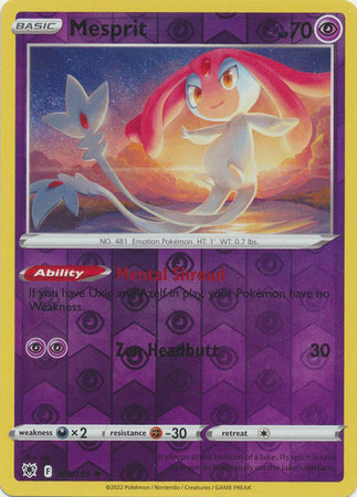 Mesprit 66/189 SWSH Astral Radiance Reverse Holo Rare Pokemon Card TCG Near Mint