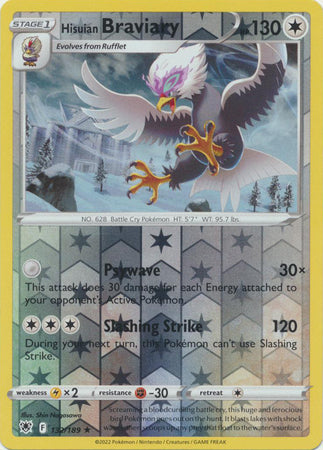 Hisuian Braviary 132/189 SWSH Astral Radiance Reverse Holo Rare Pokemon Card TCG Near Mint