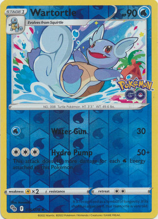 Wartortle 16/78 SWSH Pokemon GO Reverse Holo Uncommon Pokemon Card TCG Near Mint 