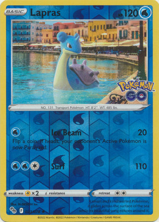 Lapras 23/78 SWSH Pokemon GO Reverse Holo Rare Pokemon Card TCG Near Mint