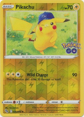 Pikachu 28/78 SWSH Pokemon GO Reverse Holo Rare Pokemon Card TCG Near Mint