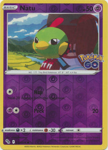 Natu 32/78 SWSH Pokemon GO Reverse Holo Common Pokemon Card TCG Near Mint