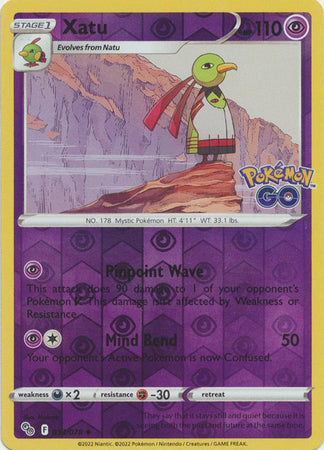 Xatu 33/78 SWSH Pokemon GO Reverse Holo Uncommon Pokemon Card TCG Near Mint 
