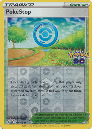 PokéStop 68/78 SWSH Pokemon GO Reverse Holo Uncommon Trainer Pokemon Card TCG Near Mint