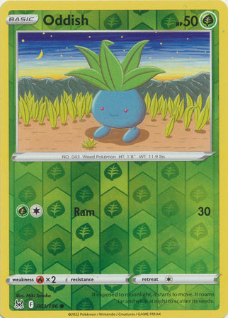Oddish 1/196 SWSH Lost Origin Reverse Holo Common Pokemon Card TCG Near Mint
