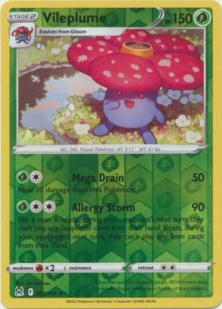 Vileplume 3/196 SWSH Lost Origin Reverse Holo Rare Pokemon Card TCG Near Mint