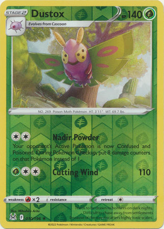 Dustox 10/196 SWSH Lost Origin Reverse Holo Rare Pokemon Card TCG Near Mint