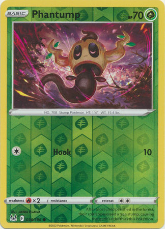 Phantump 16/196 SWSH Lost Origin Reverse Holo Common Pokemon Card TCG Near Mint