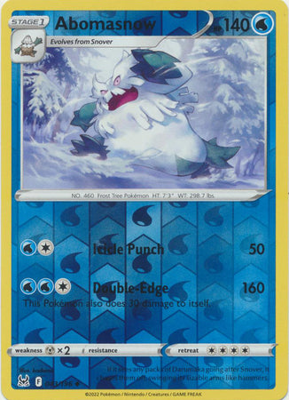 Abomasnow 43/196 SWSH Lost Origin Reverse Holo Uncommon Pokemon Card TCG Near Mint 