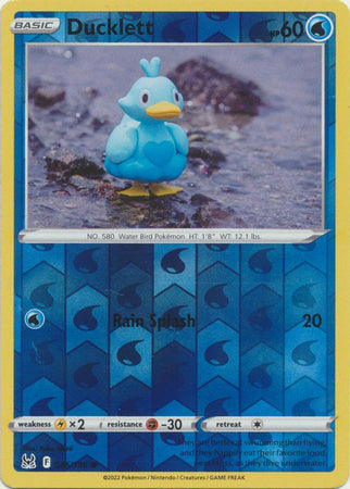 Ducklett 46/196 SWSH Lost Origin Reverse Holo Common Pokemon Card TCG Near Mint