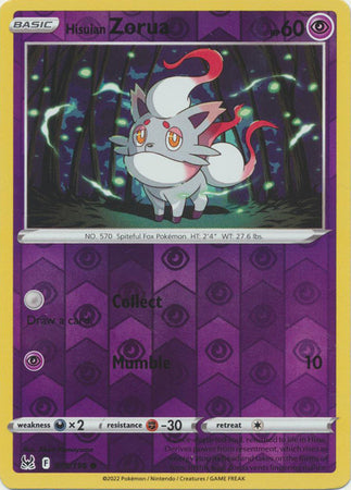 Hisuian Zorua 75/196 SWSH Lost Origin Reverse Holo Common Pokemon Card TCG Near Mint