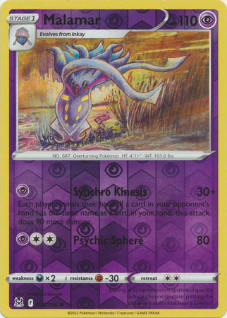 Malamar 78/196 SWSH Lost Origin Reverse Holo Rare Pokemon Card TCG Near Mint