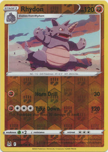 Rhydon 90/196 SWSH Lost Origin Reverse Holo Uncommon Pokemon Card TCG Near Mint 