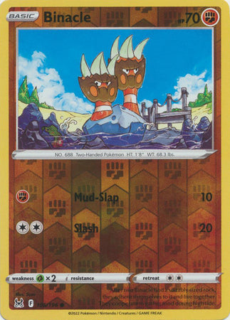 Binacle 106/196 SWSH Lost Origin Reverse Holo Common Pokemon Card TCG Near Mint
