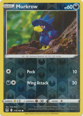 Murkrow 114/196 SWSH Lost Origin Reverse Holo Common Pokemon Card TCG Near Mint