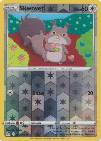 Skwovet 150/196 SWSH Lost Origin Reverse Holo Common Pokemon Card TCG Near Mint