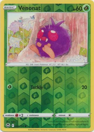 Venonat 1/195 SWSH Silver Tempest Reverse Holo Common Pokemon Card TCG Near Mint